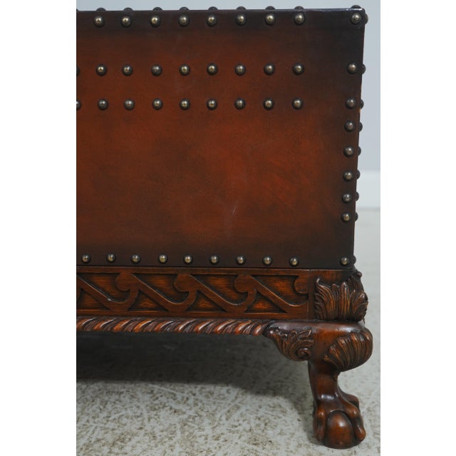 Brown Ralph Lauren Leather Studded Claw Foot Coffee Table For Sale - Image 8 of 17