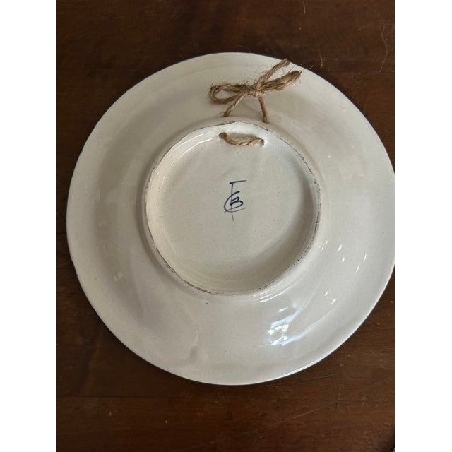 Atelier Bondil Moustiers French Faïence Wall Plate With Hand-Painted Floral Urn For Sale - Image 10 of 12