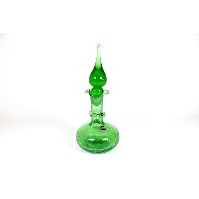 1960's Emerald Green Kanawha #710r Crackle Glass Decanter