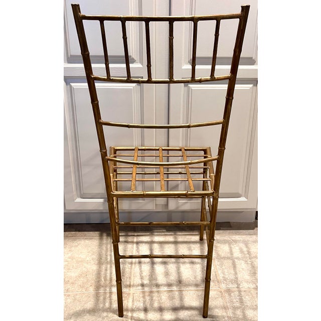 Vintage Gilt Iron Faux Bamboo Chair Made in Spain For Sale - Image 9 of 12