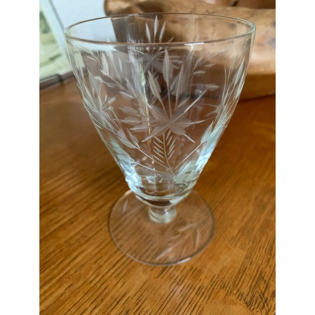 Vintage Etched Glass Stemware - Set of Nine For Sale In Sacramento - Image 6 of 8