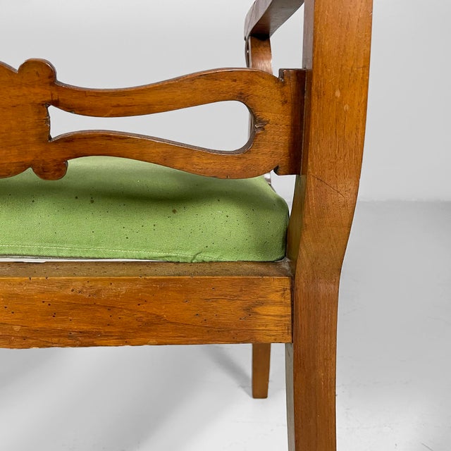 19th Century Italian Armchairs in Green Fabric and Wood, 1930s, Set of 2 For Sale - Image 13 of 18