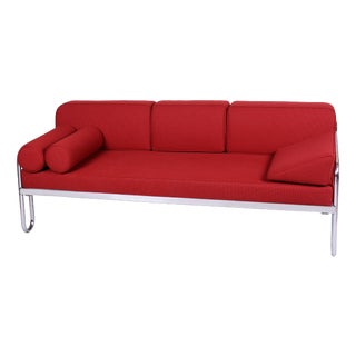 Bauhaus Sofa in Chrome and Upholstery by Hynek Gottwald, Czech, 1930s For Sale