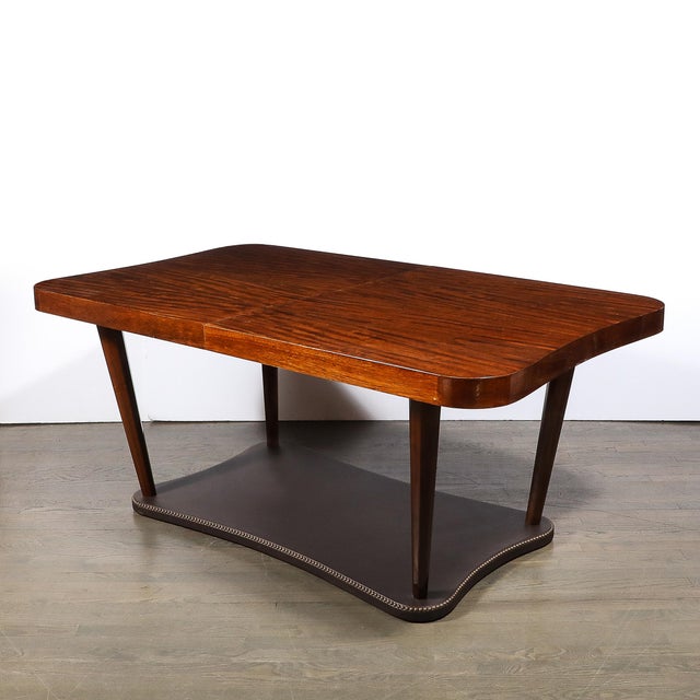 Herman Miller Art Deco Extendable Paldao Series Walnut & Leather Dining Table by Gilbert Rohde For Sale - Image 4 of 18