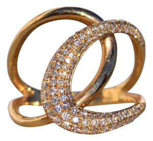 The 188th Avenue: Natural Diamond Cross Over Ring in Yellow Gold