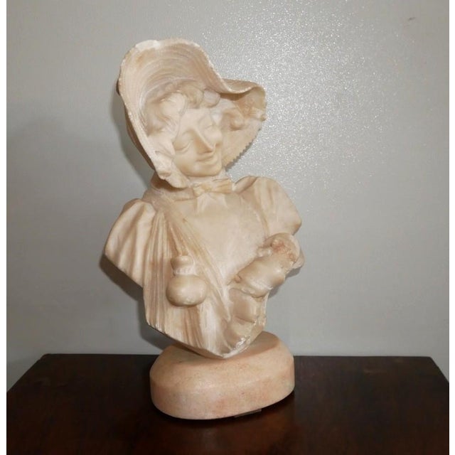 Early 20th Century Marble Bust of a Young Girl Sculpture For Sale - Image 14 of 15