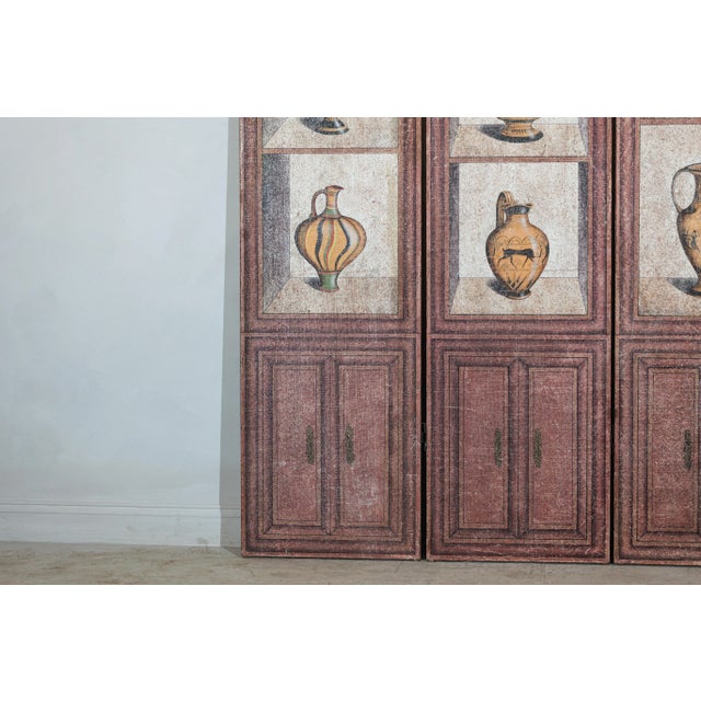 Vintage Chinese Three-Panel Screen with Painted Classical Vessel Motifs For Sale - Image 11 of 12