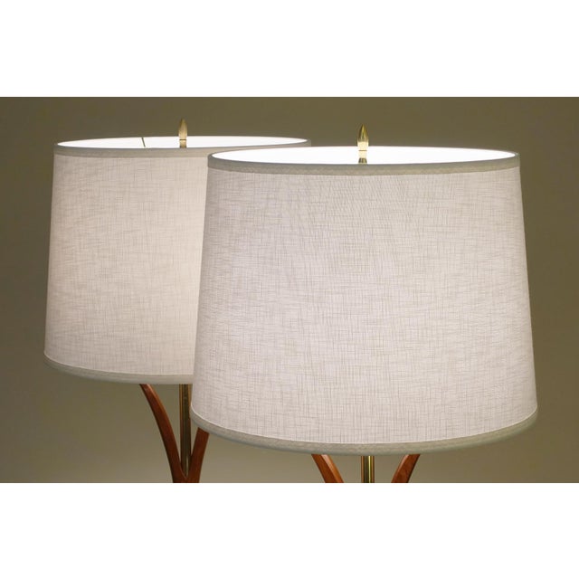 1960s Matched Pair XL Tiki Modern Pineapple Sculpture Glass Globe Walnut Table Lamps Witco For Sale - Image 9 of 10