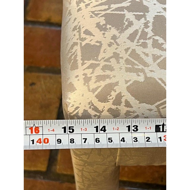 Mid-Century Modern Parsons Bench in Abstract Champagne Upholstery For Sale - Image 15 of 15