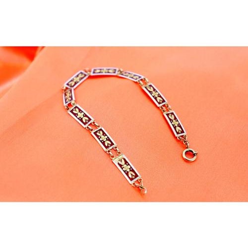 Gold Bracelet with Enamels and Raised Floral Motifs For Sale - Image 6 of 9