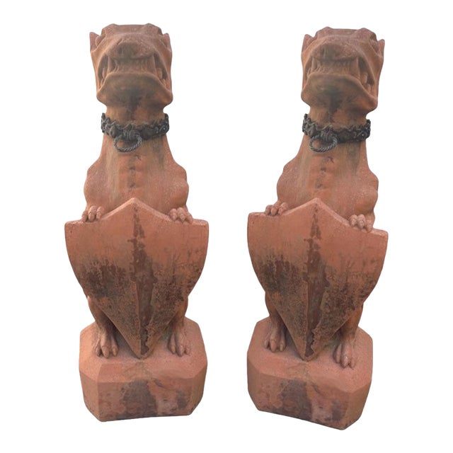 Pair of Revival Terracotta Guardian Hounds For Sale