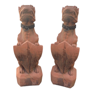 Pair of Revival Terracotta Guardian Hounds