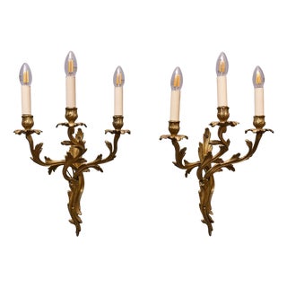 Louis XV Three-Armed Wall Lamps, Set of 2 For Sale