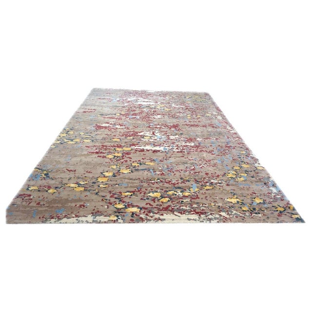 Condition: New Origin: India - Nepal Design: Modern Actual size: 9.1 x 12.0 Color: Gray, Ivory, Blue, Gold, Yellow, Purple...