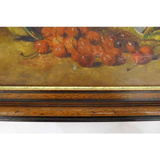 Small Still Life with Cherries and Lemon, Oil on Canvas, Early 20th Century For Sale - Image 6 of 12