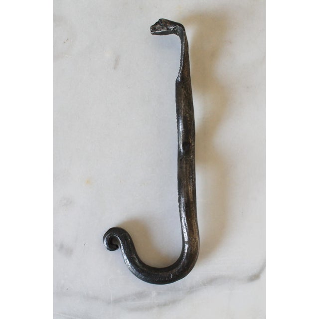 Late 20th Century Vintage Black Cast Iron Cobra Snake Wall Hook For Sale - Image 5 of 7
