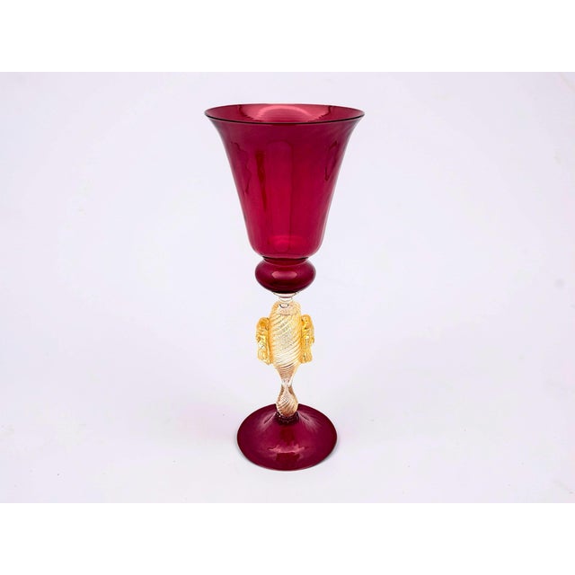 Artistic Murano glass goblet, "Tipetto," crafted entirely by hand according to the ancient techniques of Venetian master...