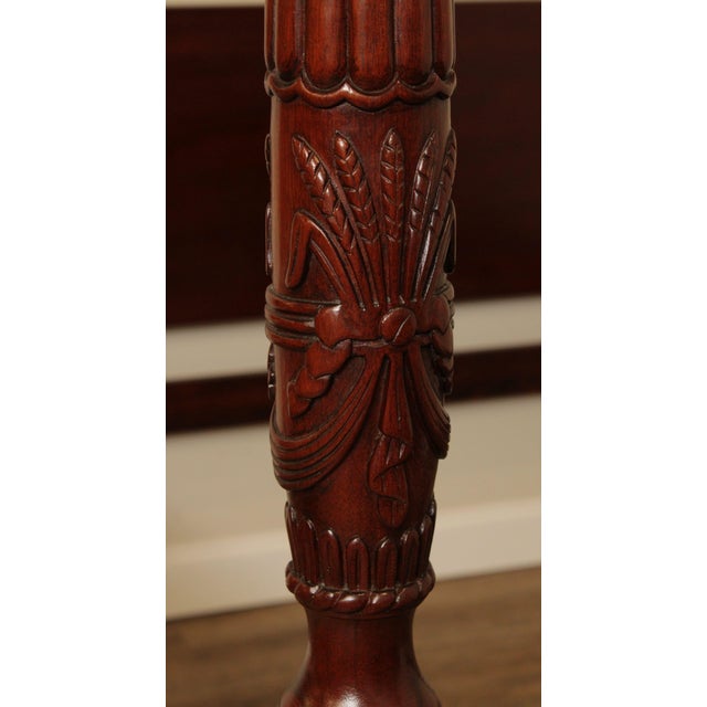 Link Taylor Solid Mahogany Queen Size Rice Carved Poster Bed For Sale - Image 10 of 13