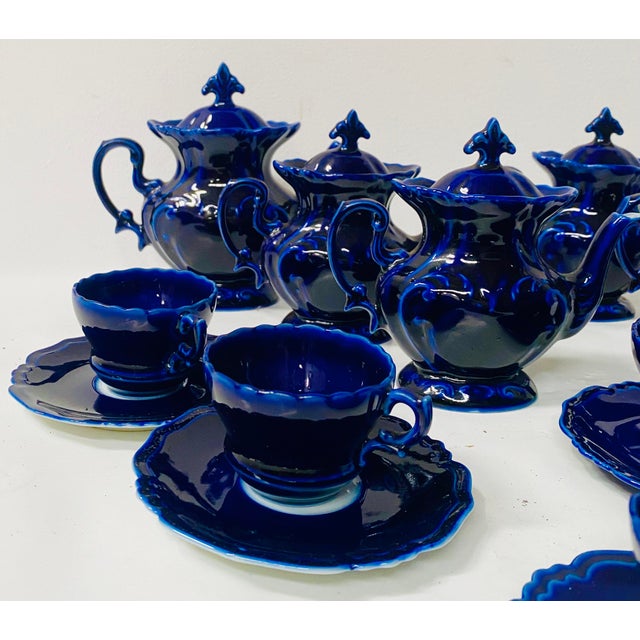 Art Deco Polychrome Earthenware Tea and Coffee Service, Set of 14 For Sale - Image 3 of 8