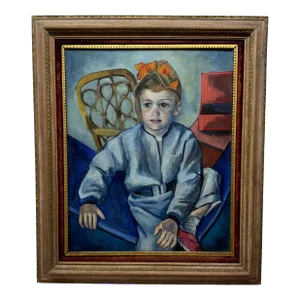 Portrait Painting of Young Boy, Signed "Jr", 1952