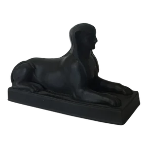 Antique 19th Century English Wedgwood Black Basalt Egyptian Sphinx