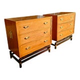 Pair of Vintage Hickory Manufacturing Company "Tung-Si" Collection Campaign Style Bachelor's Chests For Sale