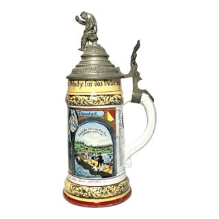 Antique German Regimental Lithophane Beer Stein For Sale