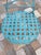 Vintage Turquoise Iron Garden Bistro Set With Floral Mosaic Folding Chairs For Sale - Image 4 of 12