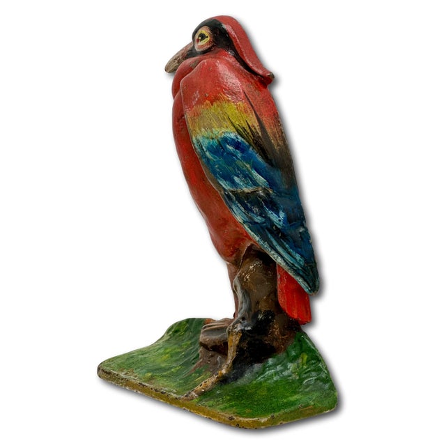 Outstanding & Rare Antique Beautifully Hand Painted Albany Foundry Cast Iron Heron Doorstop Circa 1920s For Sale - Image 11 of 18