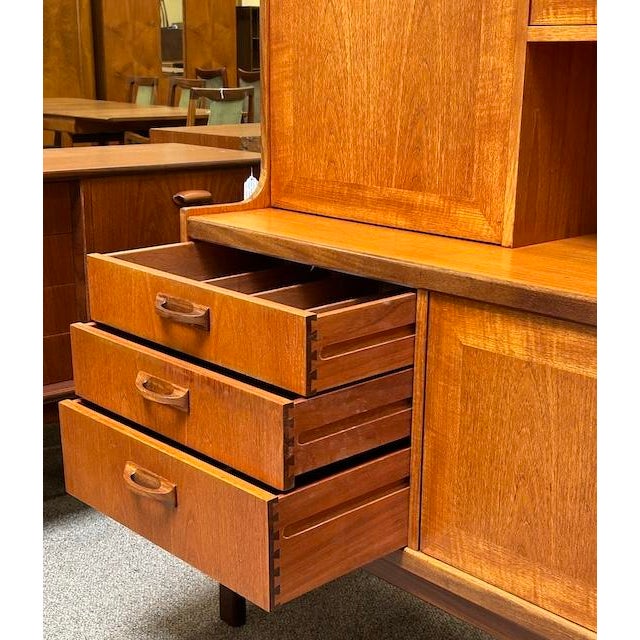 Mid Century Modern Teak Midboard w/ Drop Front Bar by G-Plan c.1960 Quality Built - UK Import - Cabinet Storage & Drawers...