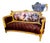 Grand French Louis XV Burgundy Velvet Sofa With Romantic Ballroom Tapestry & Hand-Gilded Frame For Sale