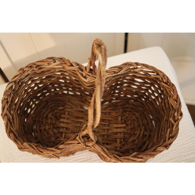 Brown French Antique "Buttocks" Harvest Basket Handmade From Grapevine For Sale - Image 8 of 11