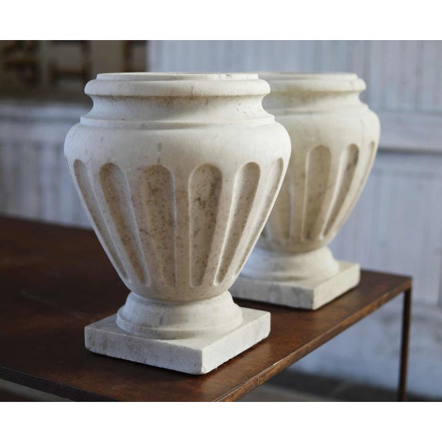 Italian Marble Urns - Neo-Classical Style - A Pair For Sale - Image 11 of 12