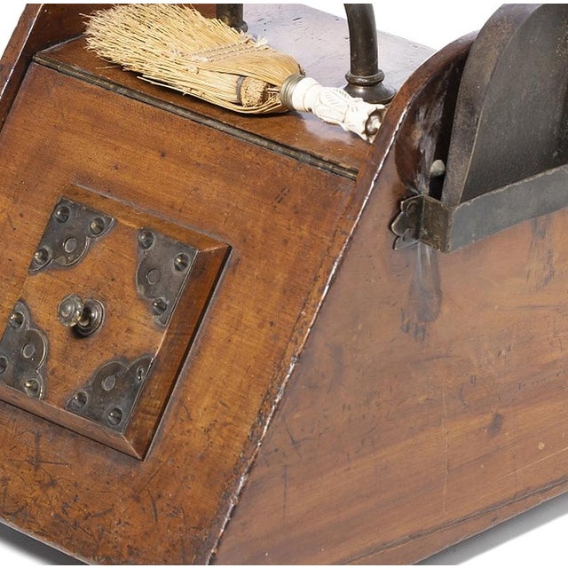 Coal box - 19th century. English; Victorian (1837-1901); made of mahogany wood with bronze fittings. Interior with pewter...