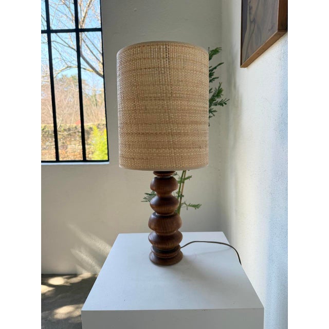 Turned Oak Table Lamp, 1950s For Sale - Image 13 of 18