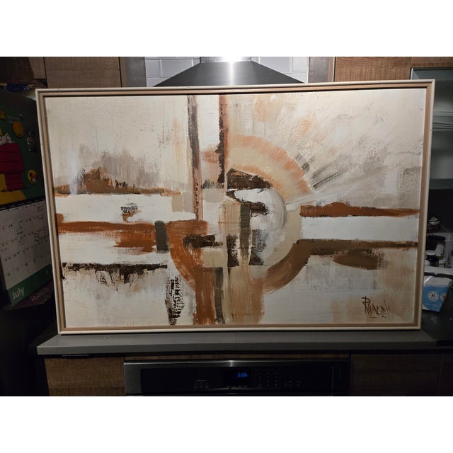 70's Mod Lee Reynolds BurrVanguard Studios abstract painting sold as found with old restiration in very good present...