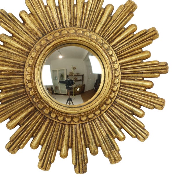 Small Sunburst Mirror in Gold, 1960s For Sale - Image 12 of 15