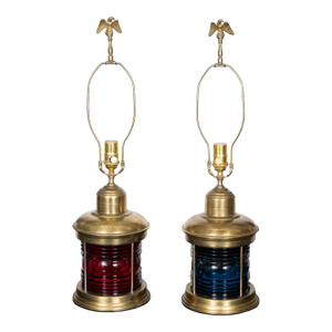 Pair of Repurposed Railroad Light Table Lamps