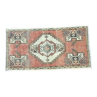 Vintage Faded Turkish Small Red Rug For Sale