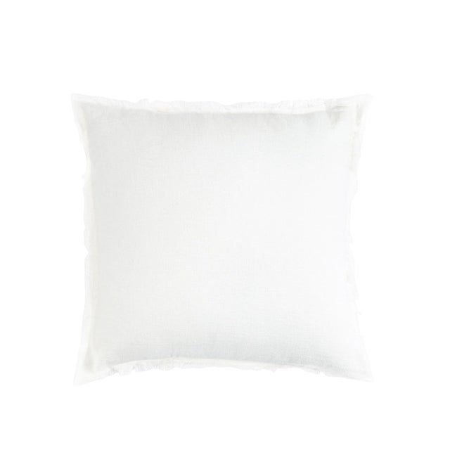 Textile White 26x26 Down So Soft Linen Pillow For Sale - Image 7 of 7