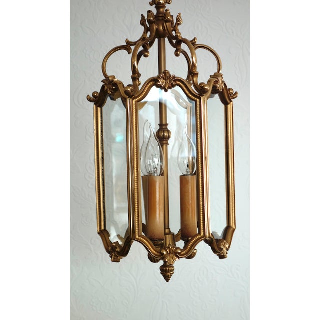 Brass and Glass Lantern Pendant, 1960s For Sale - Image 4 of 17