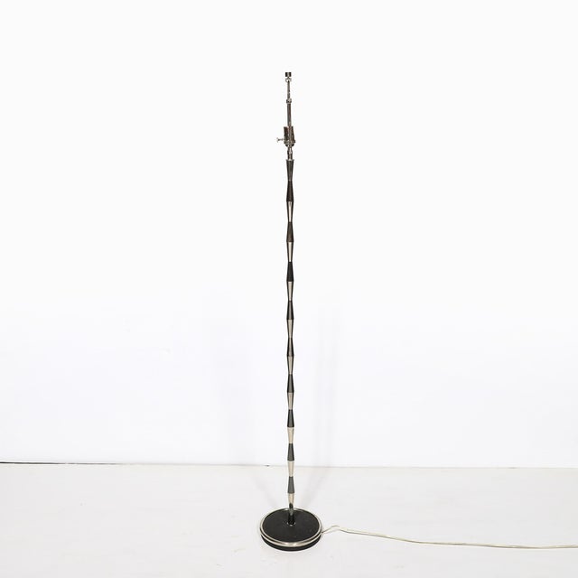 1960s Pair of MidCentury Geometric Polished Nickel & Gunmetal Floor Lamps by Gio Ponti For Sale - Image 15 of 15