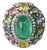 Set in 18k Gold, Colombian Emerald, Multi Sapphires & Diamond Dome Cocktail Ring, Us Size 5.5 For Sale