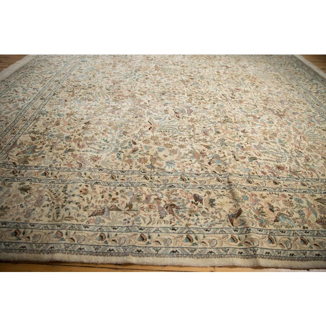 Textile 1950s Vintage Persian Tabriz Forest Scene Square Wool Carpet For Sale - Image 7 of 14