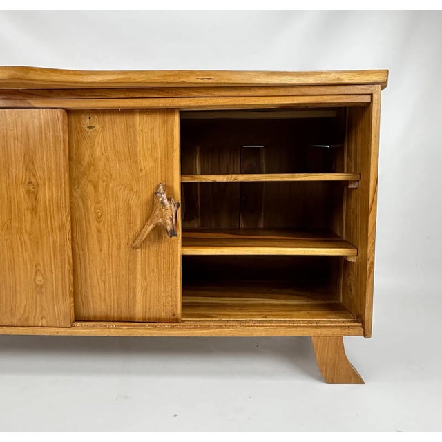 Rustic Live Edge Wood Sideboard With Sliding Doors and Shelves For Sale In Philadelphia - Image 6 of 12