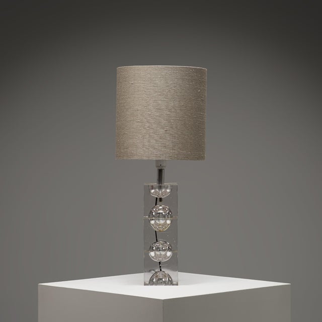 Beige Vintage Space Age Sculptural Glass Table Lamp, 1970s For Sale - Image 8 of 8