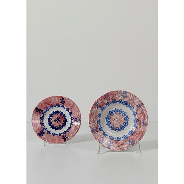 Vintage Ironstone Dessert Plates with Folk Block Stamp Decor from S.C.Turrita, Italy, 1920s, Set of 9 For Sale - Image 10 of 18