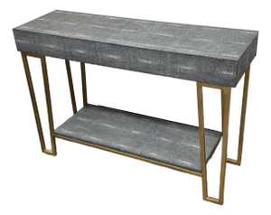 Currey & Company Faux Shagreen + Brass Console Table