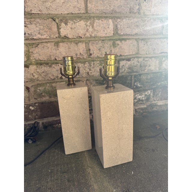 Vintage Small Ivory Stone Table Lamp For Sale - Image 4 of 11