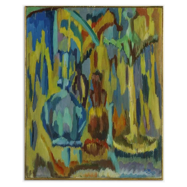 Riccardo Basso, Abstract Composition, Oil Painting, Mid-20th Century For Sale